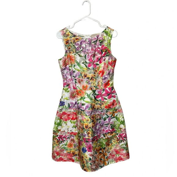 Rickie Freeman For Teri Jon Floral Fit & Flare Sheath Cocktail Dress Size 8 - Picture 1 of 9